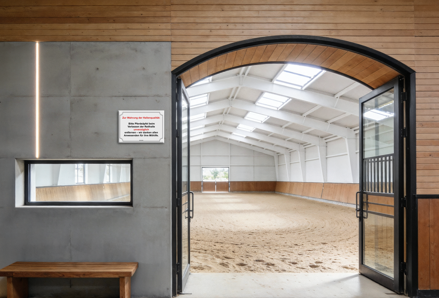 Stallschild: Die Reithalle sauber halten!